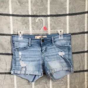 Blue jean distressed shorts